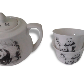 Fun teapot and its 5 cups 'panda'