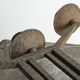 Art Deco pair of candle holders in wrought iron and stone