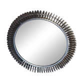 Large brutalist sun-type mirror, round, handmade - Folk Art