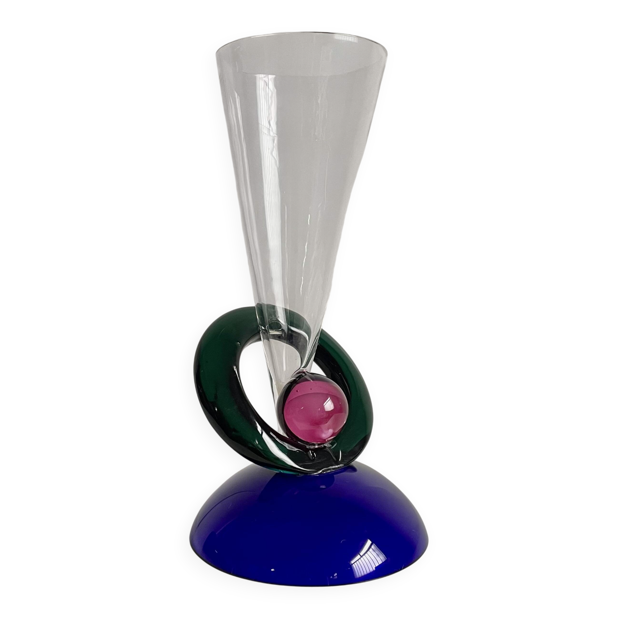 XL Size 1980s Memphis Design Style Glass Vase