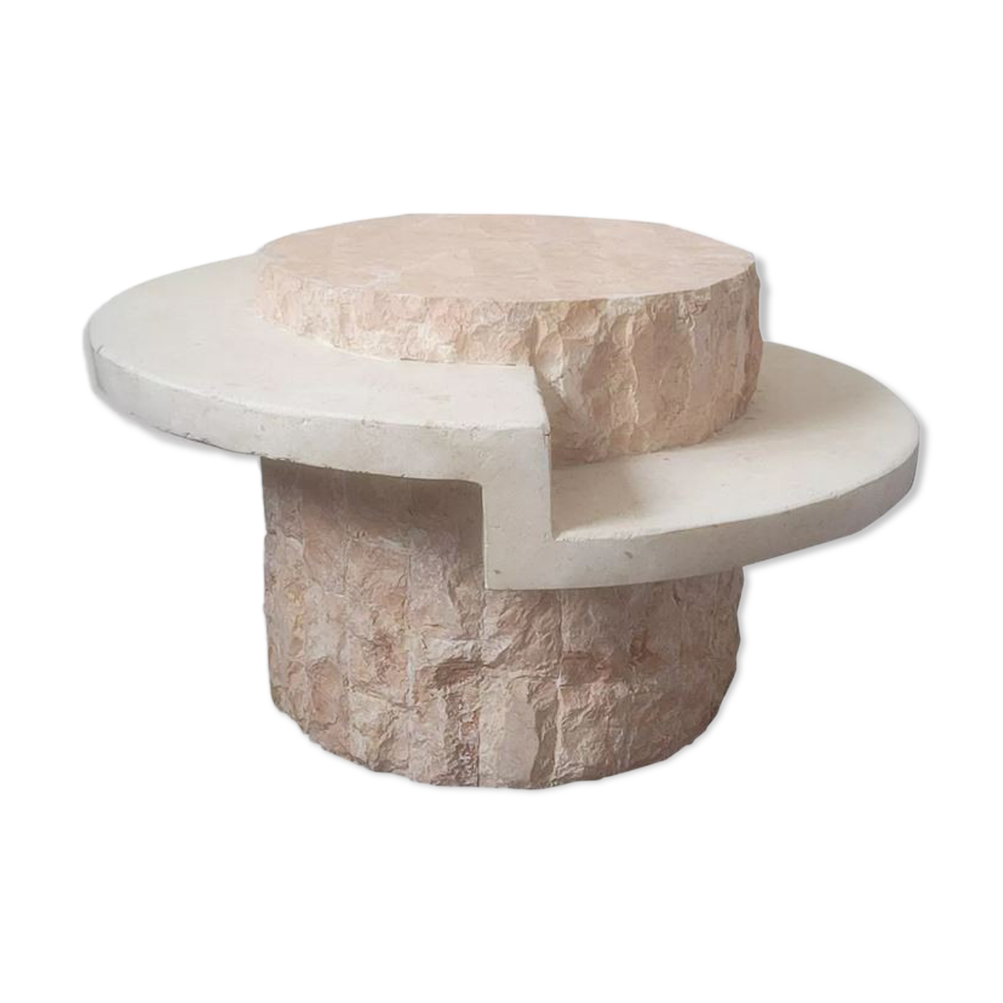 Brutalist round coffee table in Mactan stone by Magnussen PONTE