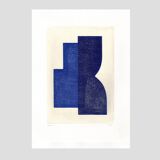 Abstract illustration - Joe - dark blue - signed Eawy