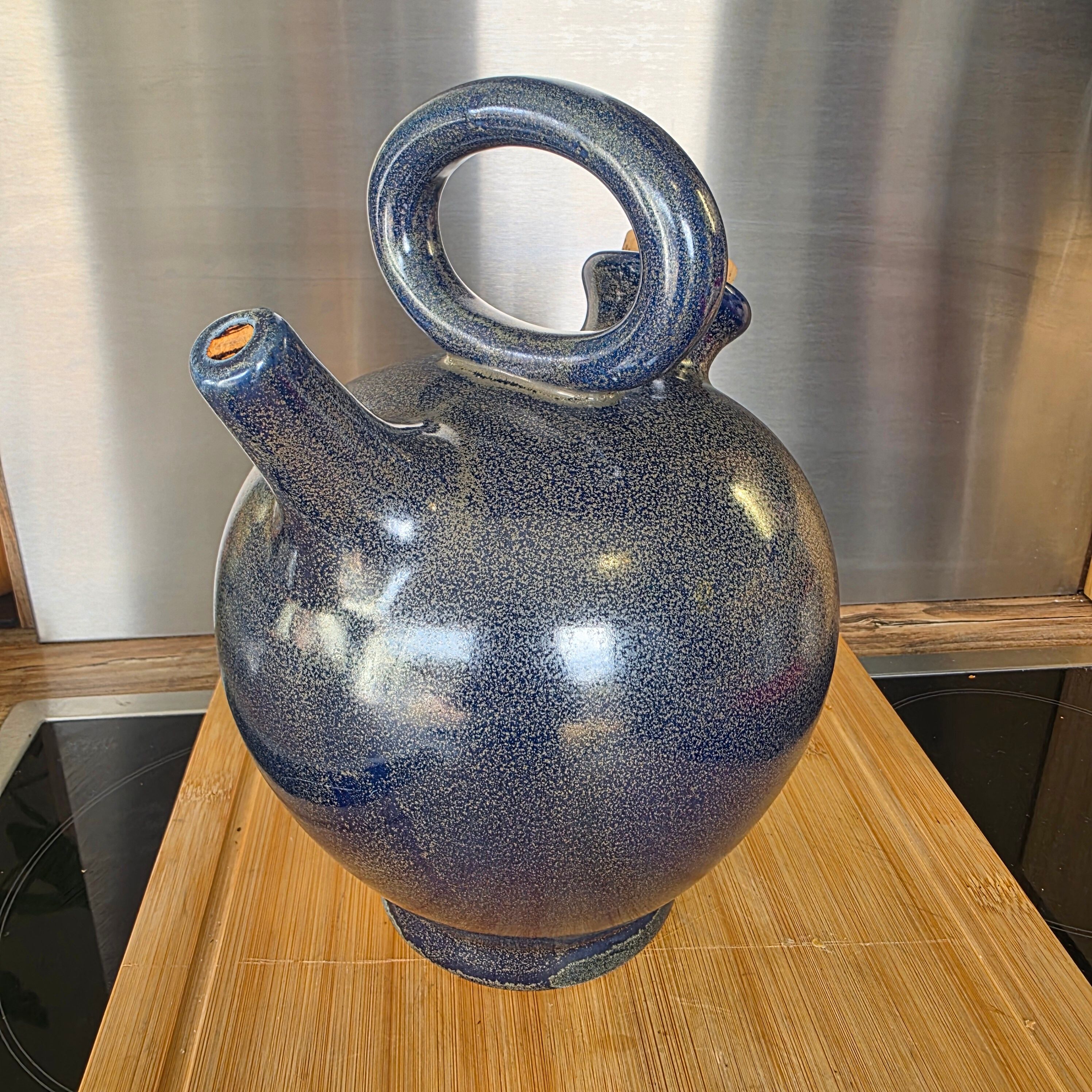 Chevrette Grès d'Art Rasteau Poet-Laval - Bleu Émaillé - 25cm