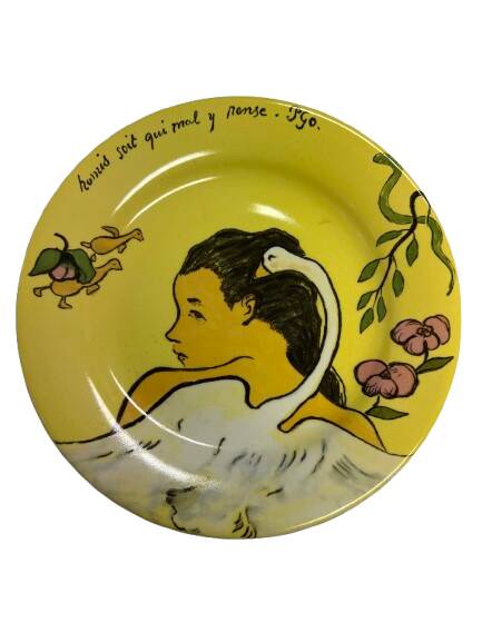 Assiette à dessert Gien, Léda 1889, musée Gauguin Tahiti