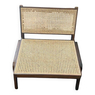 Low wood and cane armchair