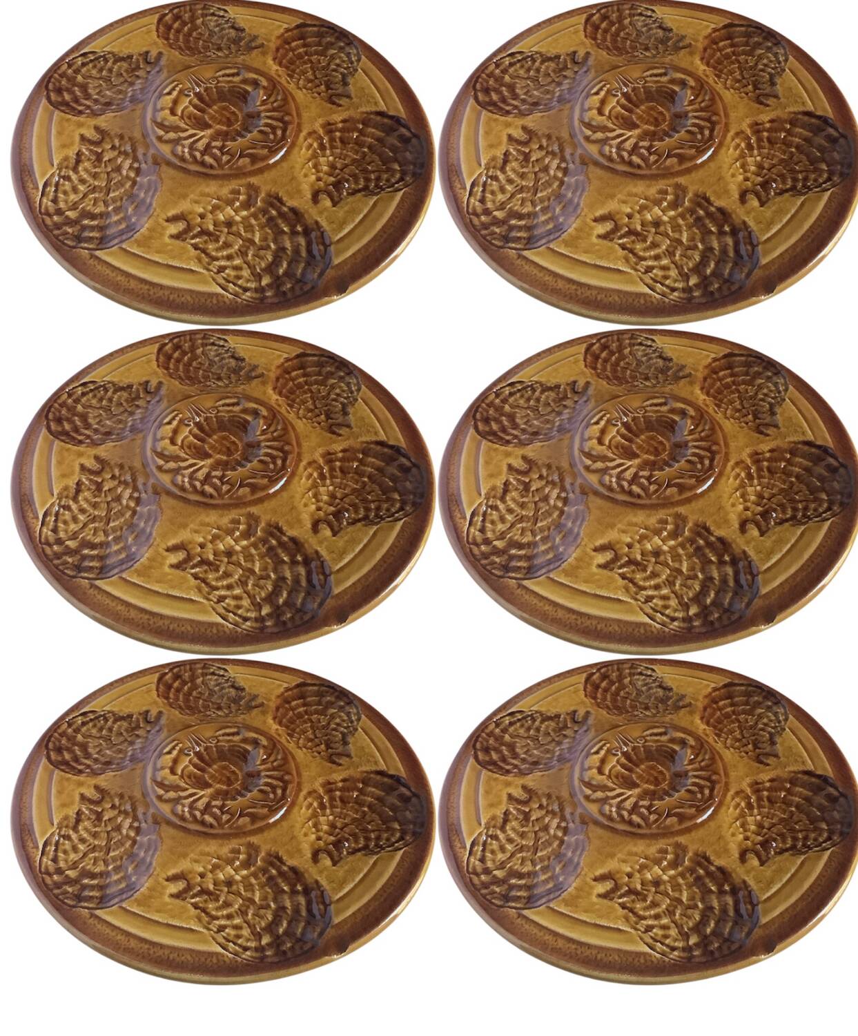 Set of 6 Sarreguemines oyster plates