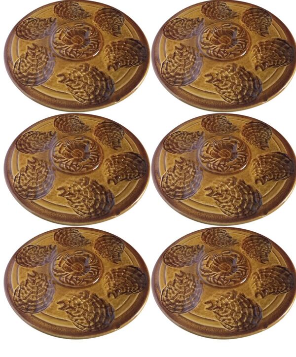 Lot de 6 assiettes à huîtres Sarreguemines