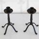 Pair of brutalist hammered iron candlesticks 1960