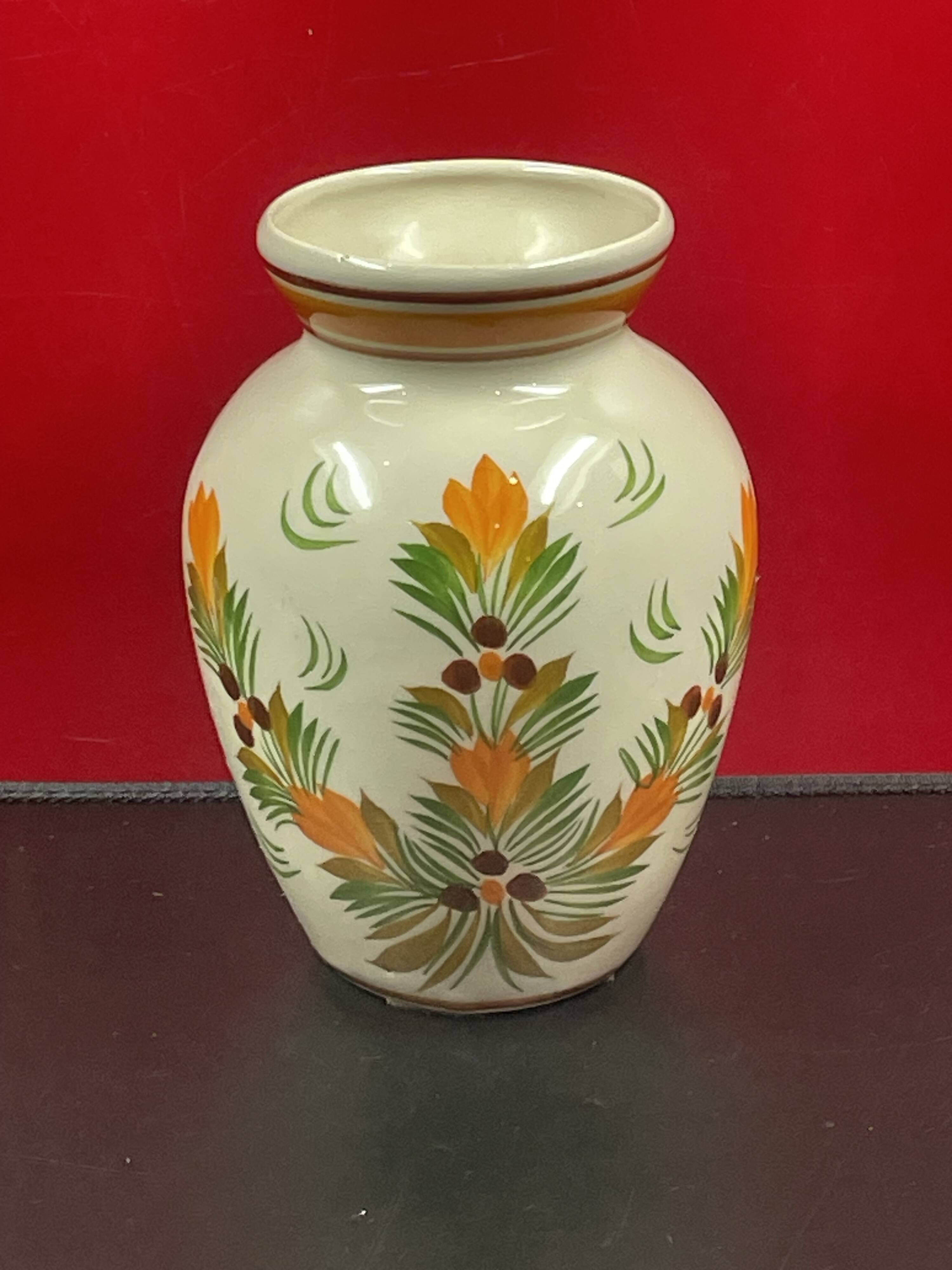 Quimper earthenware vase with floral decoration 19 cm