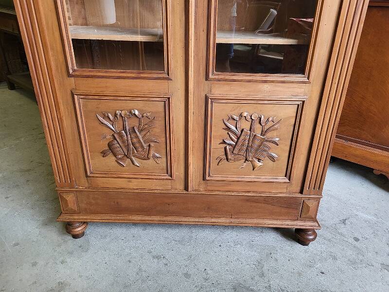 Bookcase showcase 2 doors 1900 in blond walnut