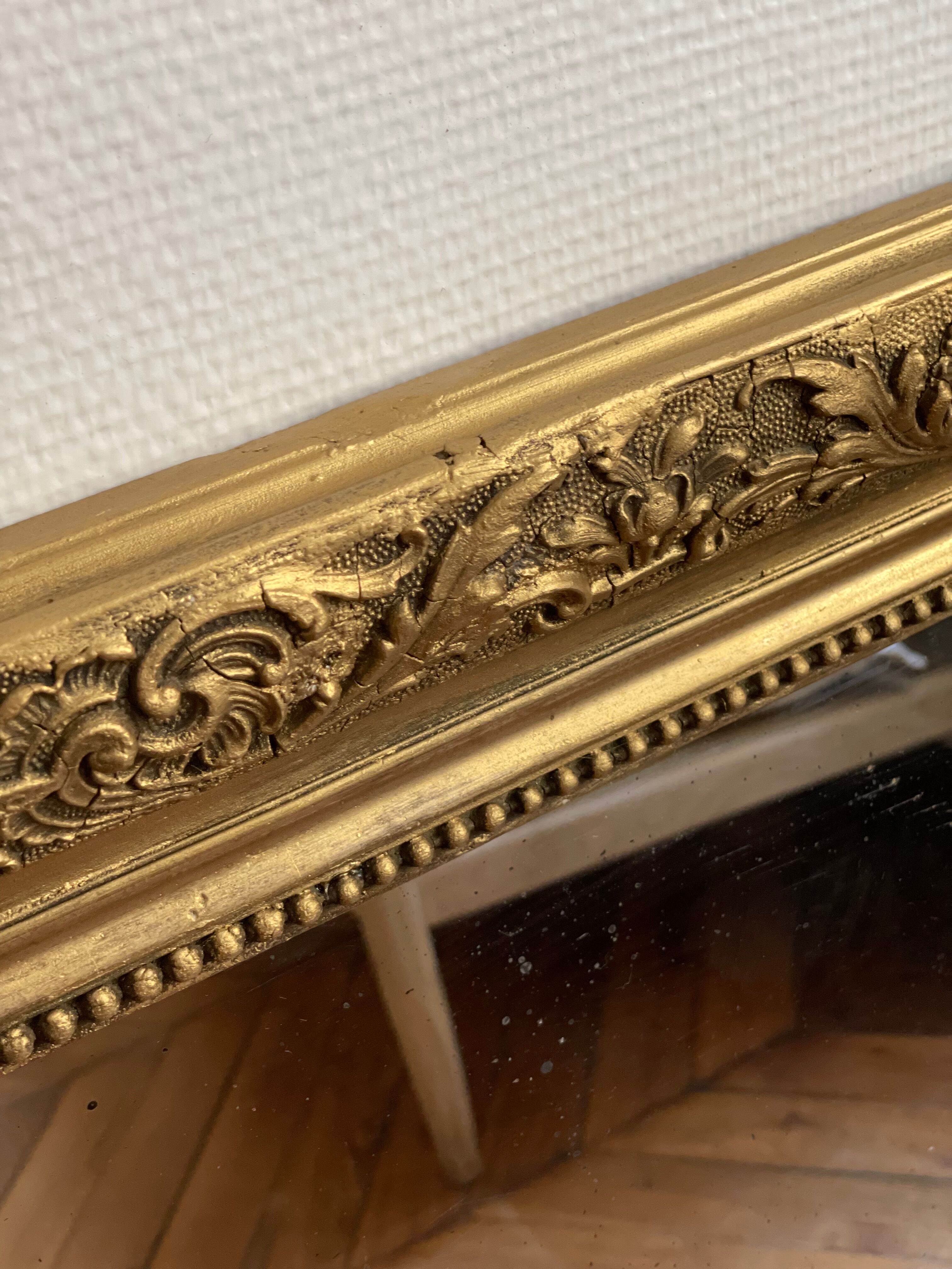 Old mirror louis Philippe gilded carved fireplace