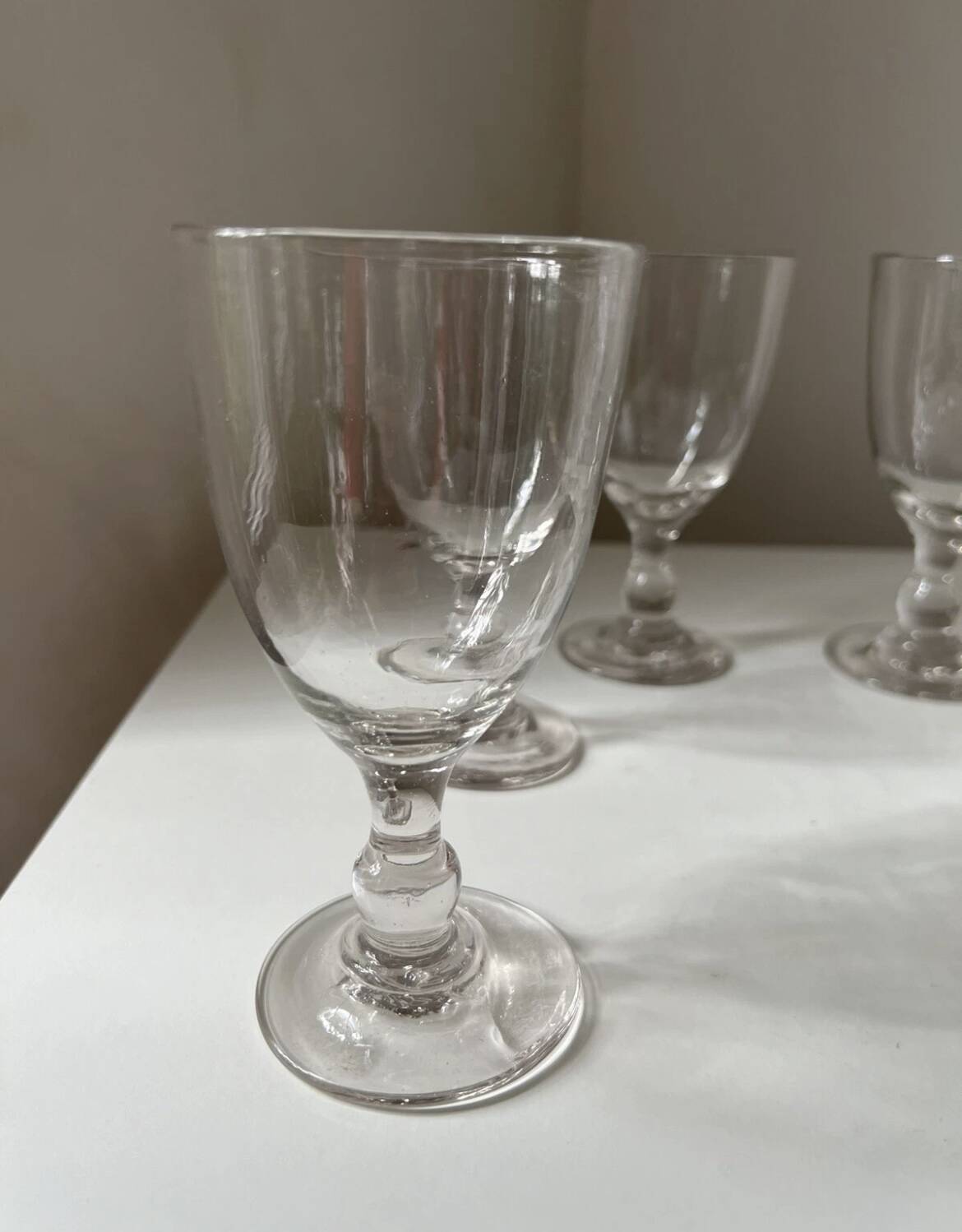 Set of 6 antique 19th century bistro balloon glasses