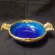 Cobalt blue fruit cup in Sèvres Porcelain and Bronze signed Paul Milet