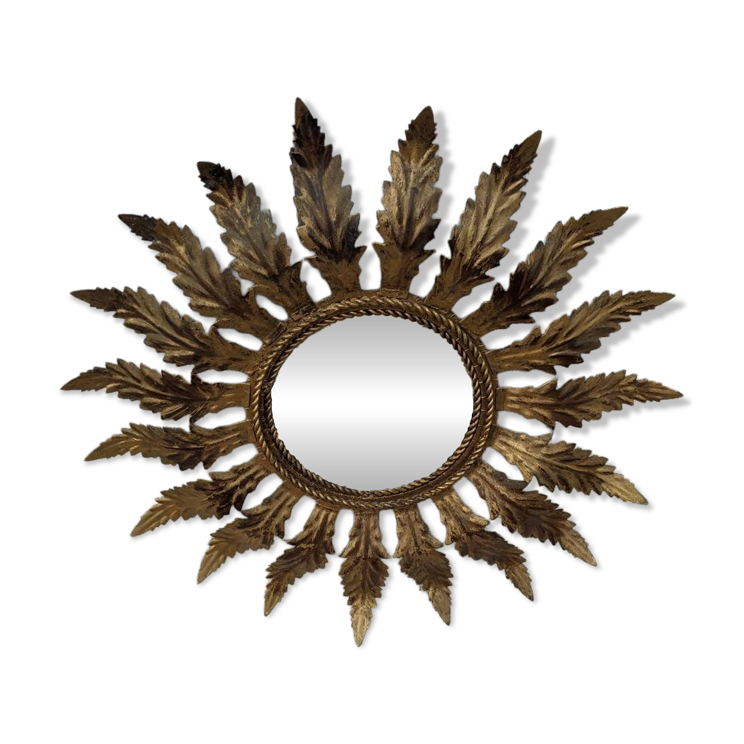 Miroir soleil métal vieilli design années 70