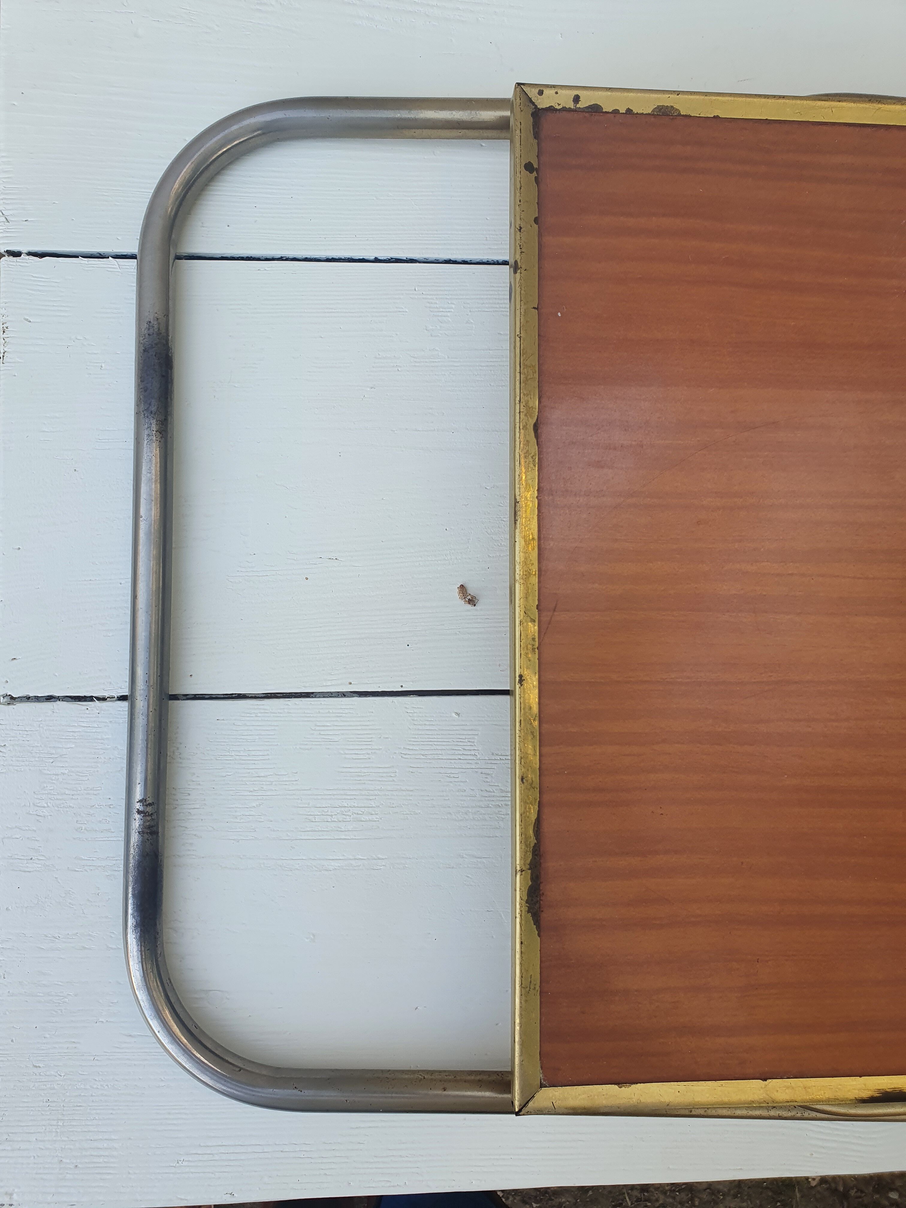 Vintage folding rolling service in Formica and brass plated