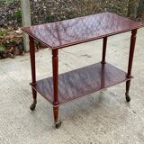 2-level rolling table in lacquered mahogany and brass 1960
