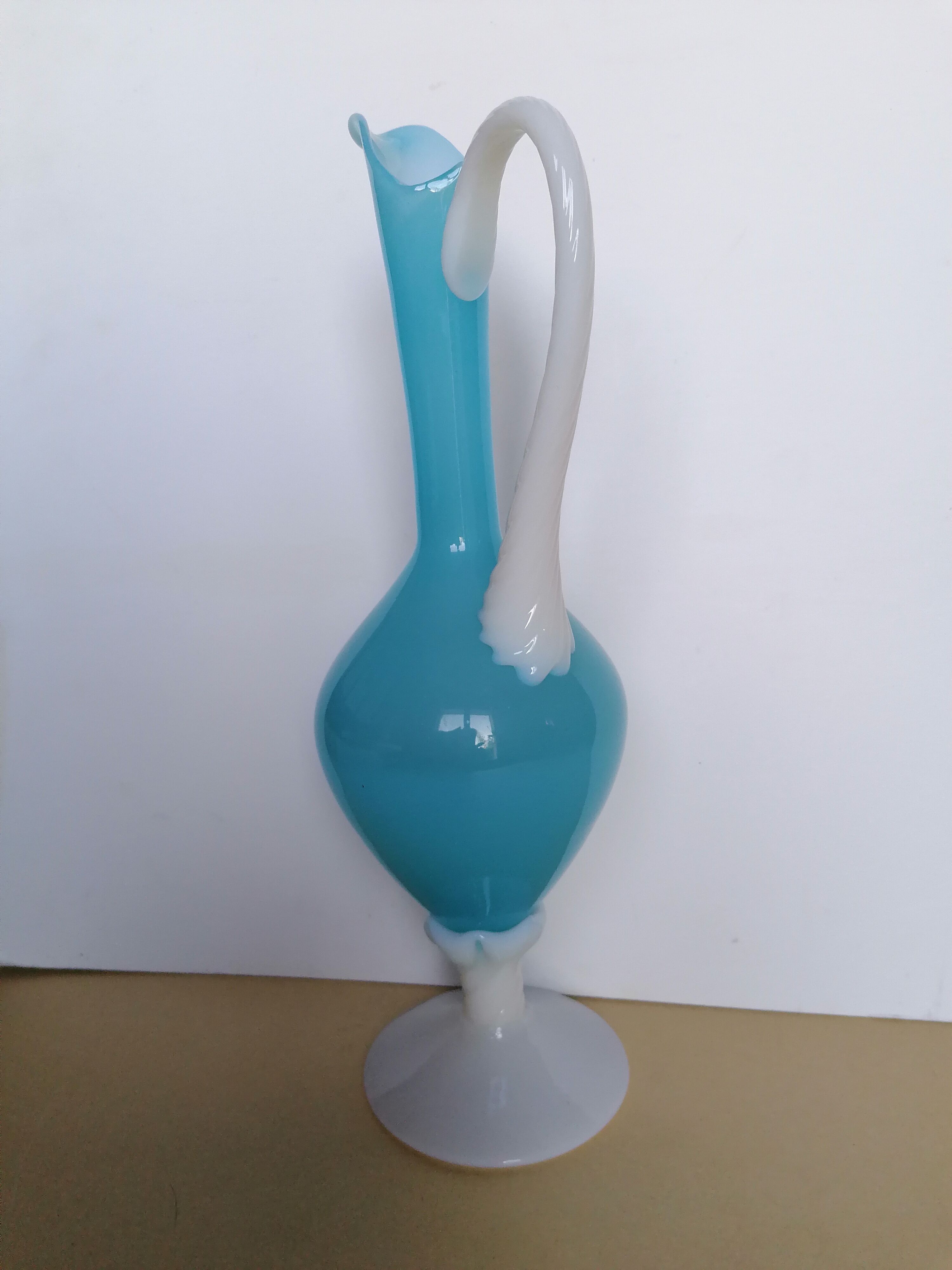 Blue opaline ewer or vase