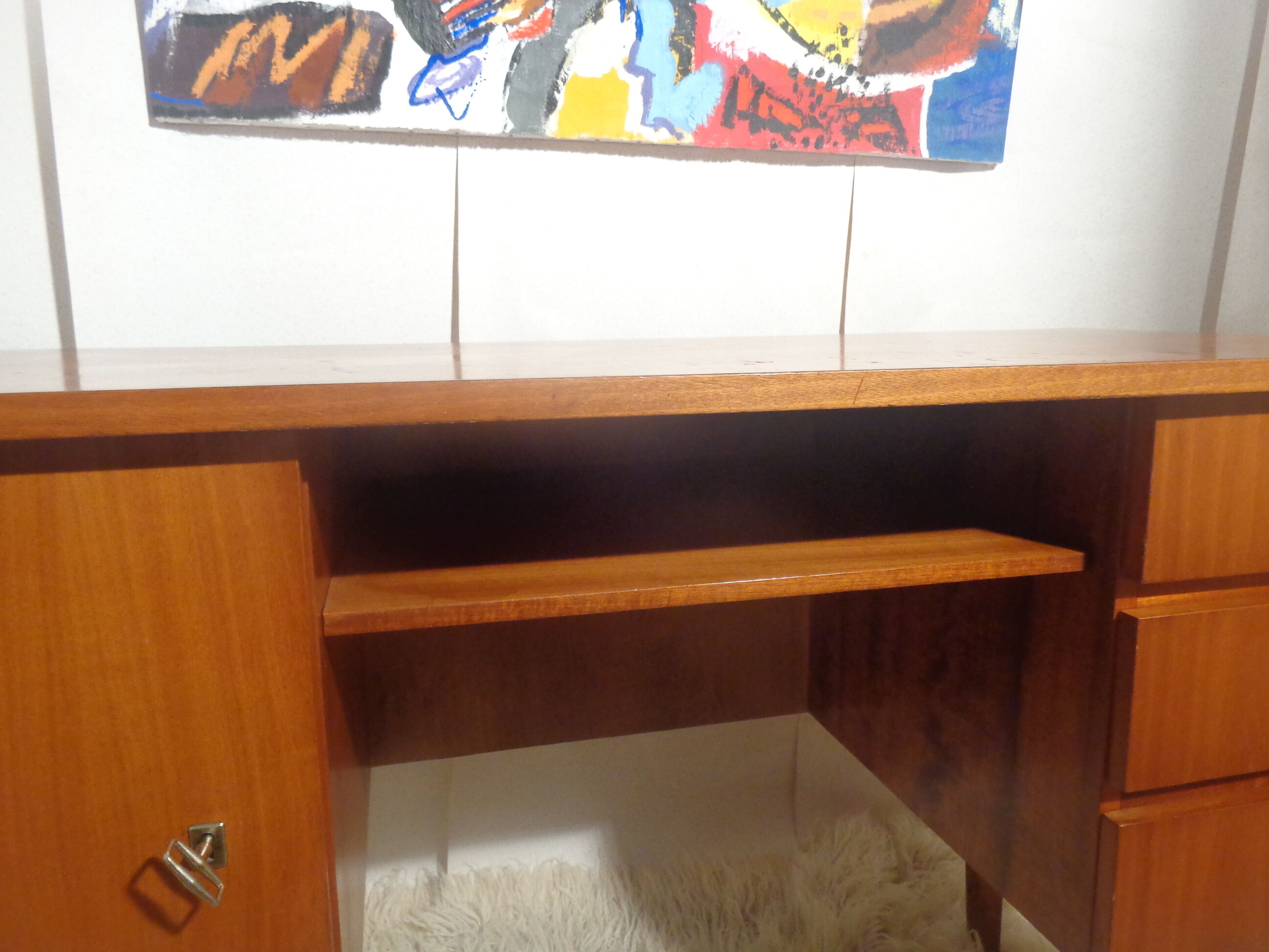 Scandinavian vintage office of the 60s light oak