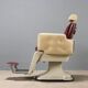Fauteuil de barbier vintage en métal émaillé et similicuir design années 1960