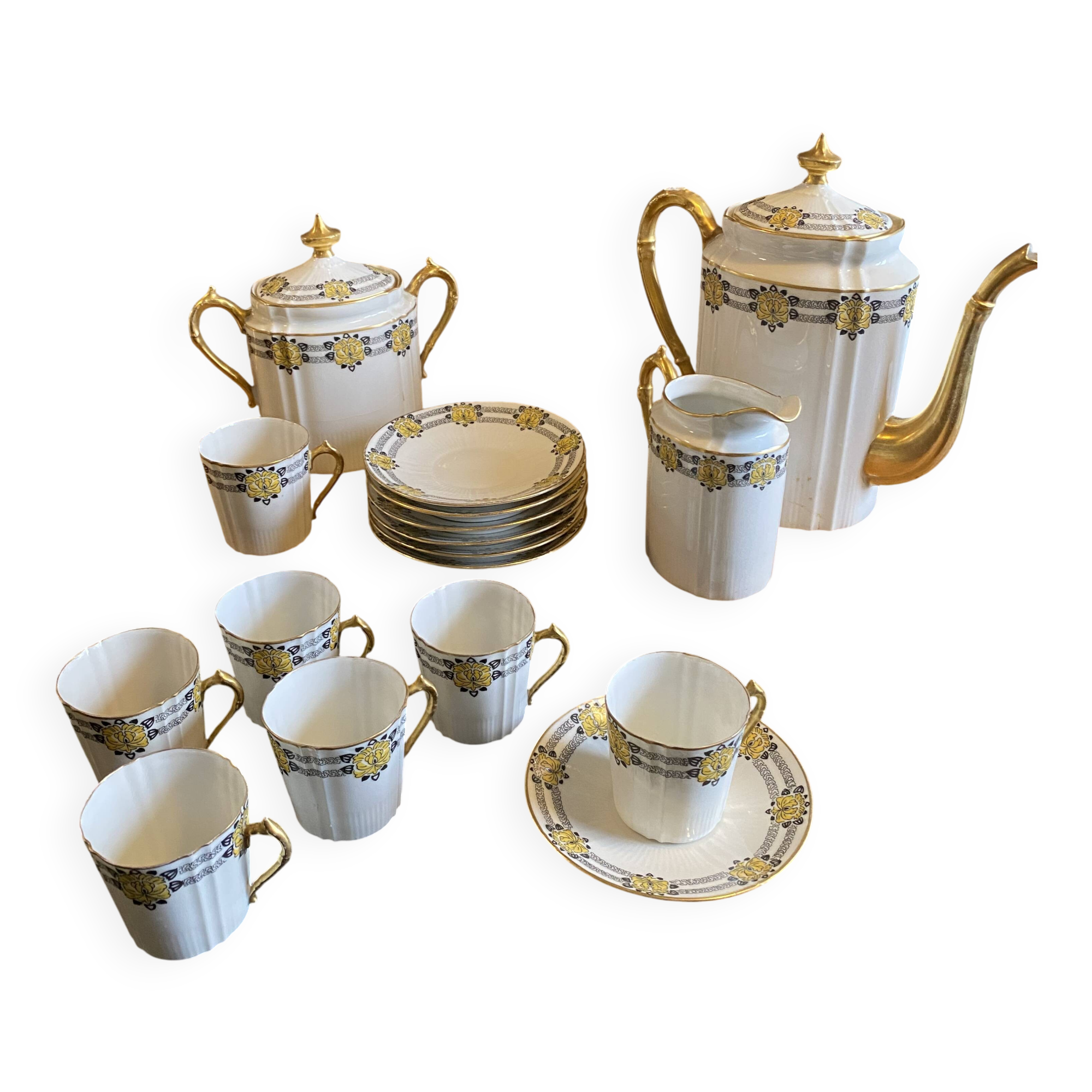 Coffee service signed Limoges CF & P – 1920s/30s