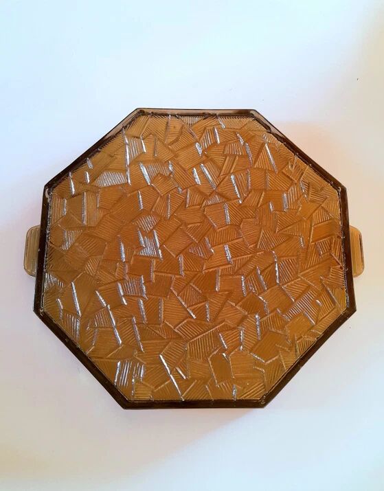 Plateau en verre fumé art déco