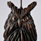 Owl table lamp in carved wood by BEAL, circa 1970.
