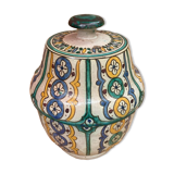 Old Jobbana Butter Jar Morocco Polychrome Earthenware 19th Century Vintage #B084