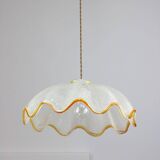 Mid-Century Italian Murano Glass and Brass Pendant Lamp