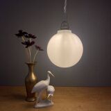 Vintage globe pendant light in white opaline