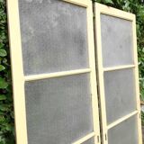 Pair of antique translucent glass sliding doors