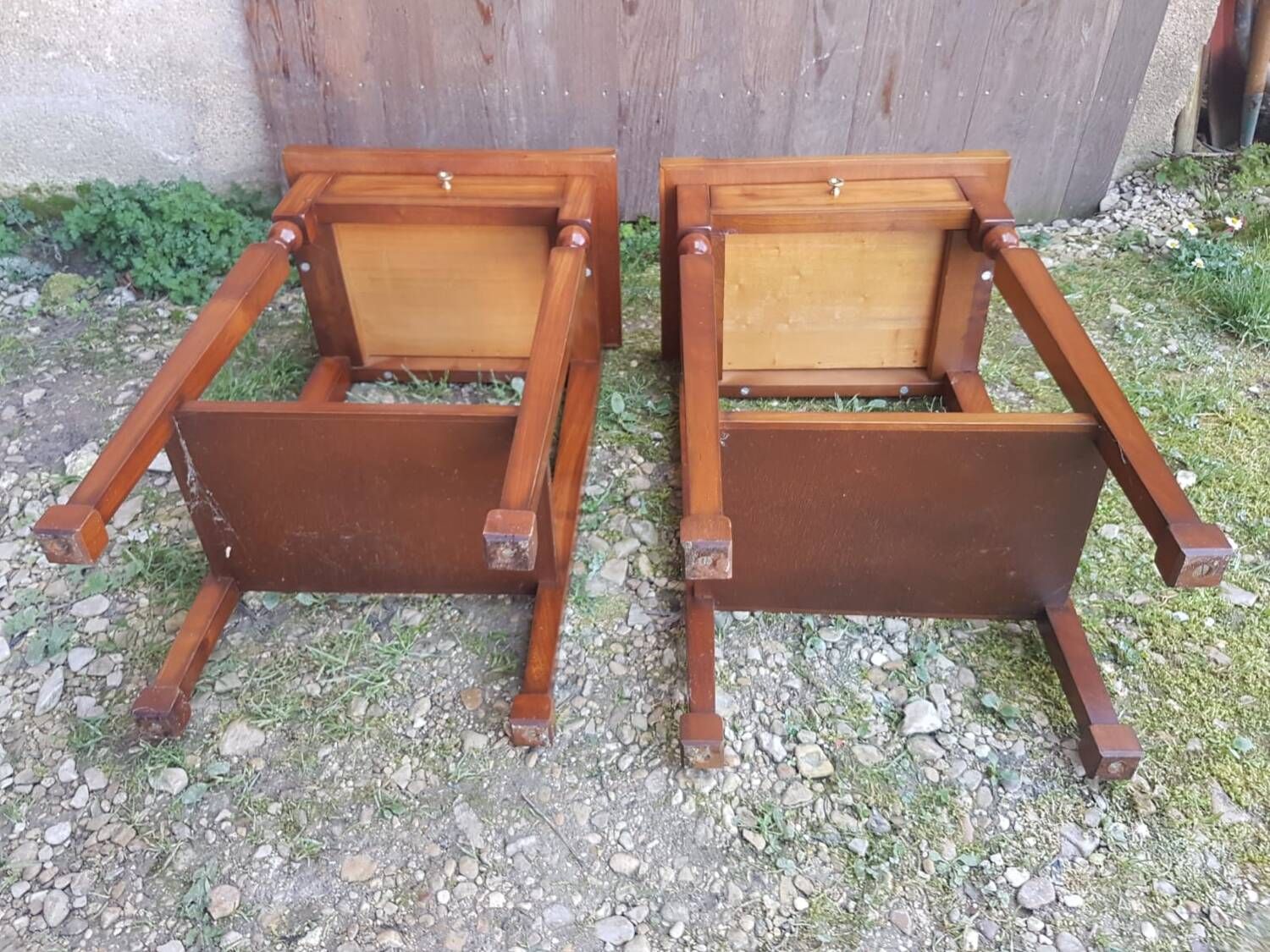 Pair of bedside nightstands with vintage wooden drawer