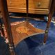 Bouillotte table pedestal table with marquetry decoration and bronze ornaments in the Louis style