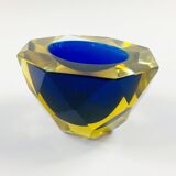 Bol Sommerso en verre de Murano à facettes en diamant par Alessandro Mandruzzato, Italie, années 1970