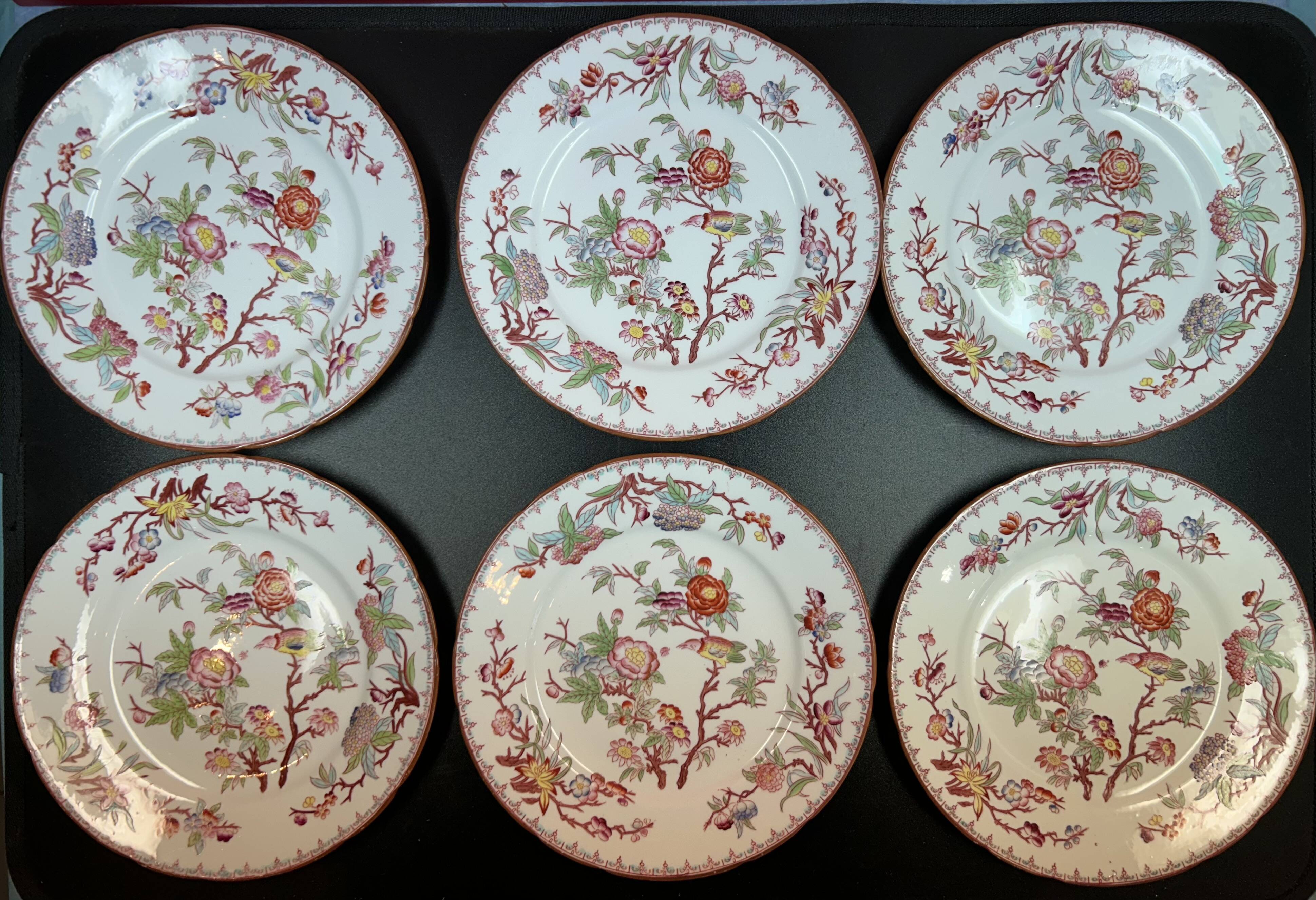 Sarreguemines Minton 252 set of 6 plates + 1 gift, 21 cm diameter