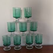 Set of 9 green glasses from the 70s.