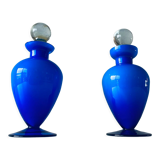 Duo de flacons bleu en verre