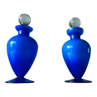 Duo de flacons bleu en verre