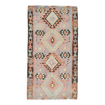 5x10 Geometric 58s Antique Kilim Rug, 168x313Cm