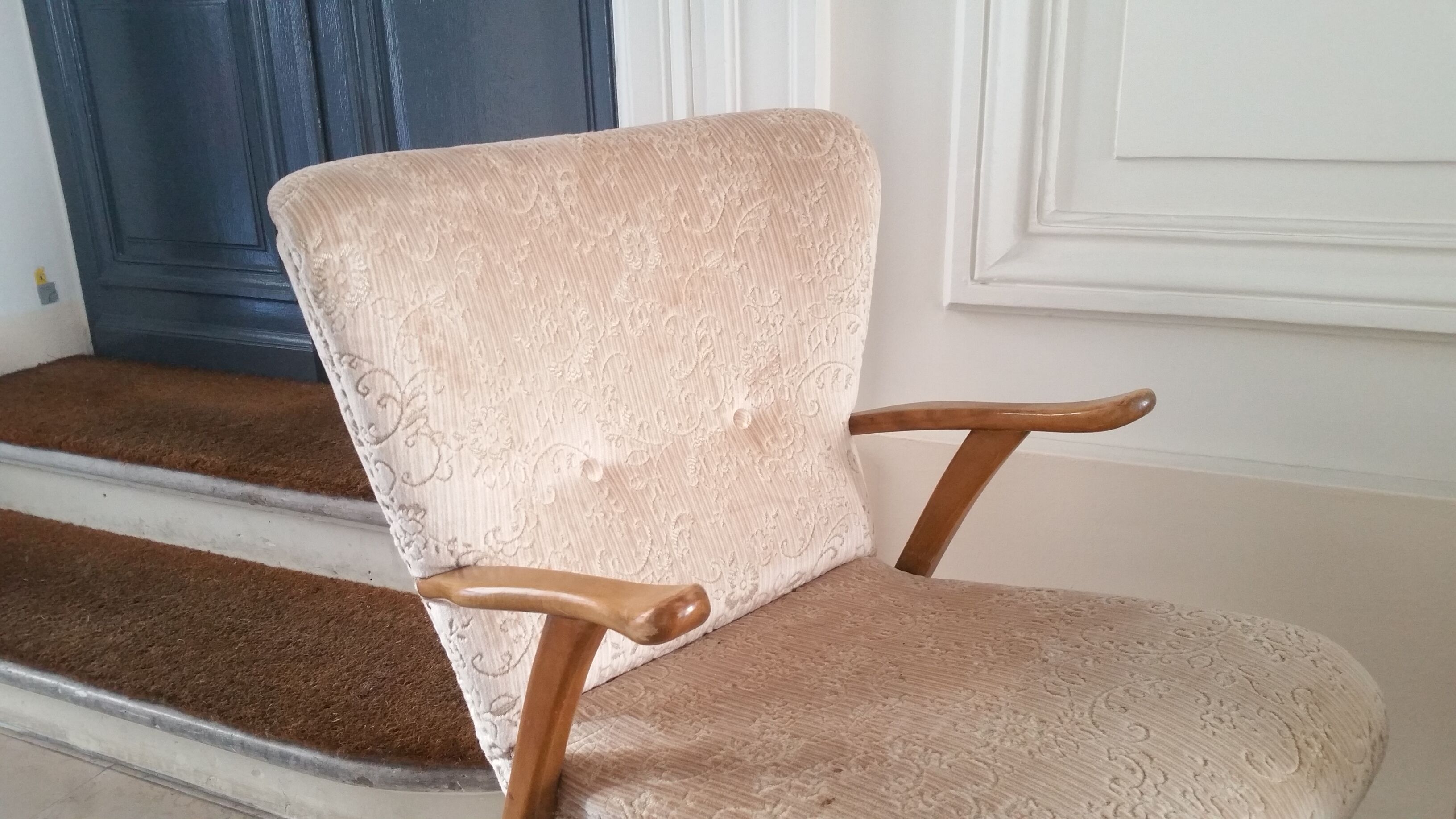 Set of 2 chairs 50s cocktail Wing chair Zig Zag Vintage restored