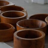 Set of 10 Scandinavian bowls in Swedish pine from the mid-century, made by Holmbergs & Varnamo, 1970s.