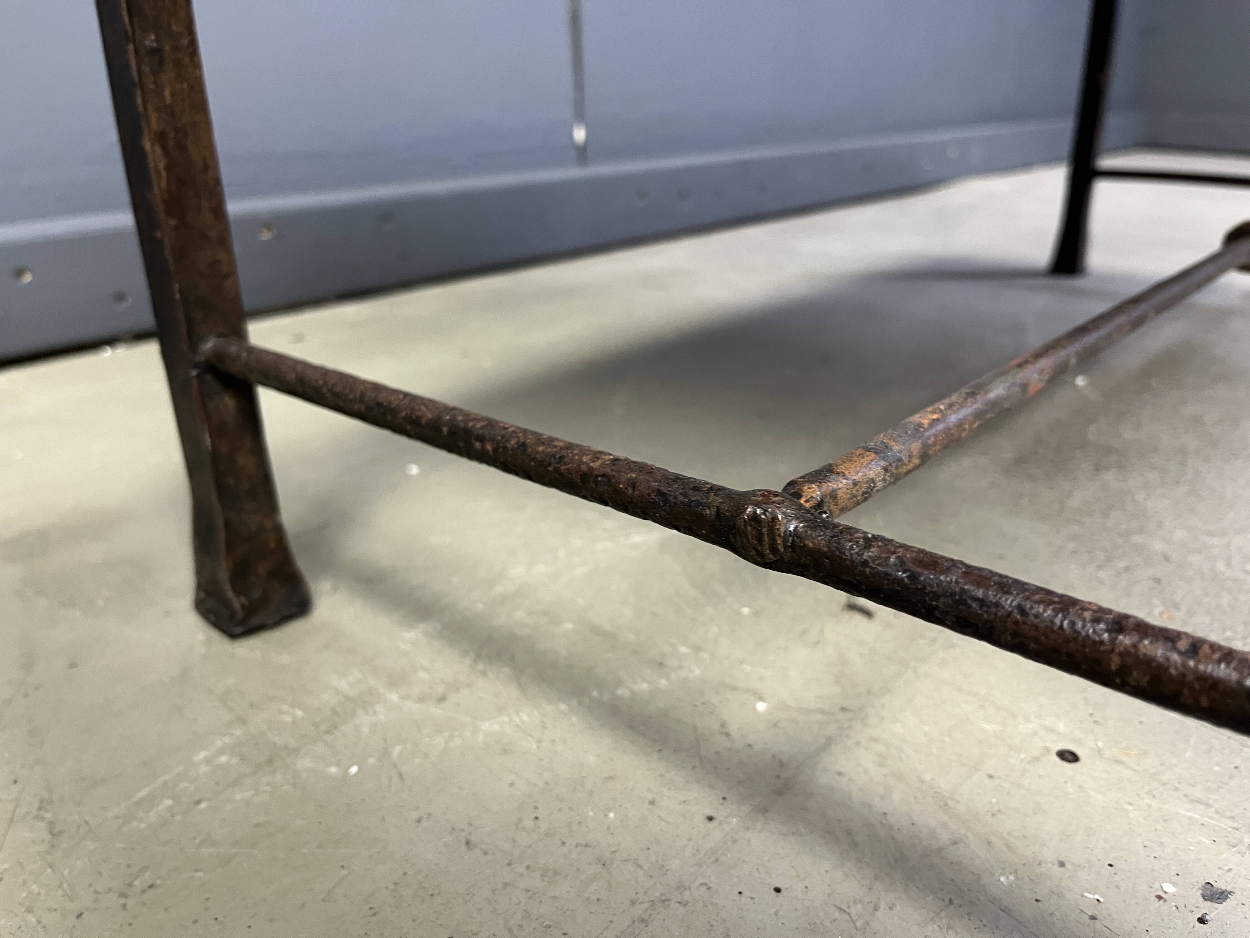 Spanish iron and ceramic tile coffee table, 1950s