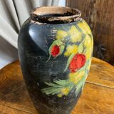 Terracotta vase with floral decoration