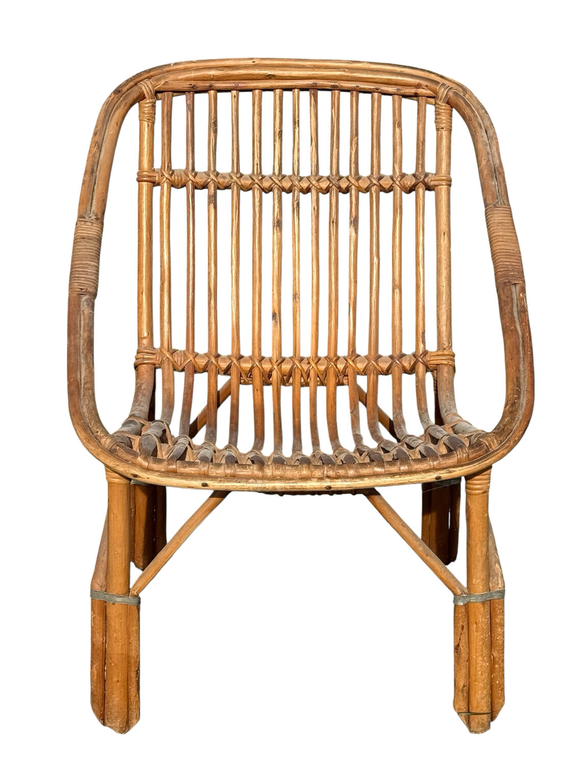 Set of 3 rattan armchairs from the 1960s, France.