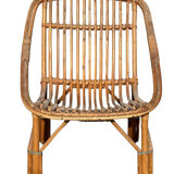 Set of 3 rattan armchairs from the 1960s, France.