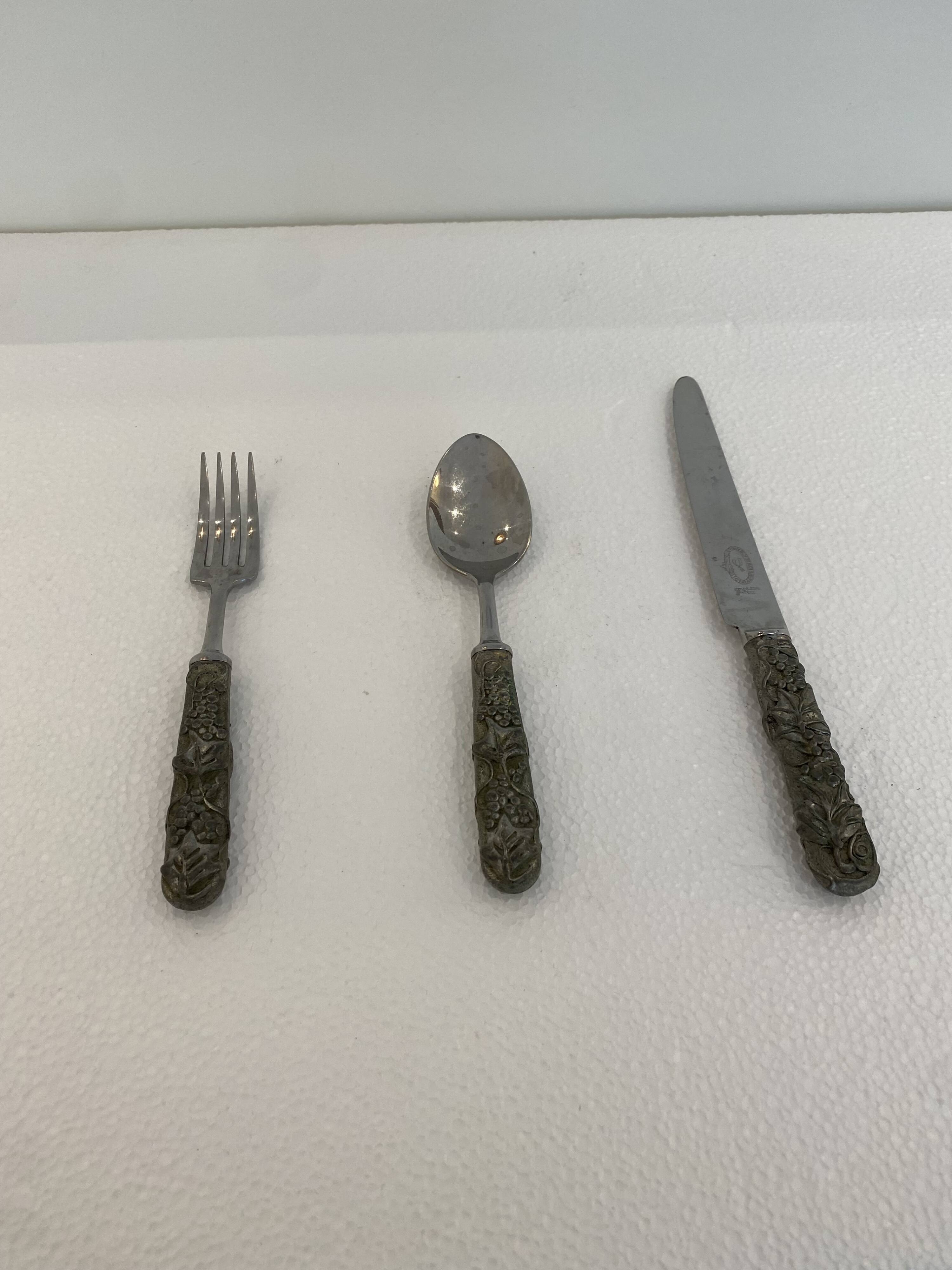 Stainless Steel Set of Knife Fork and Spoon Edwin Blyde & Co, 1950s