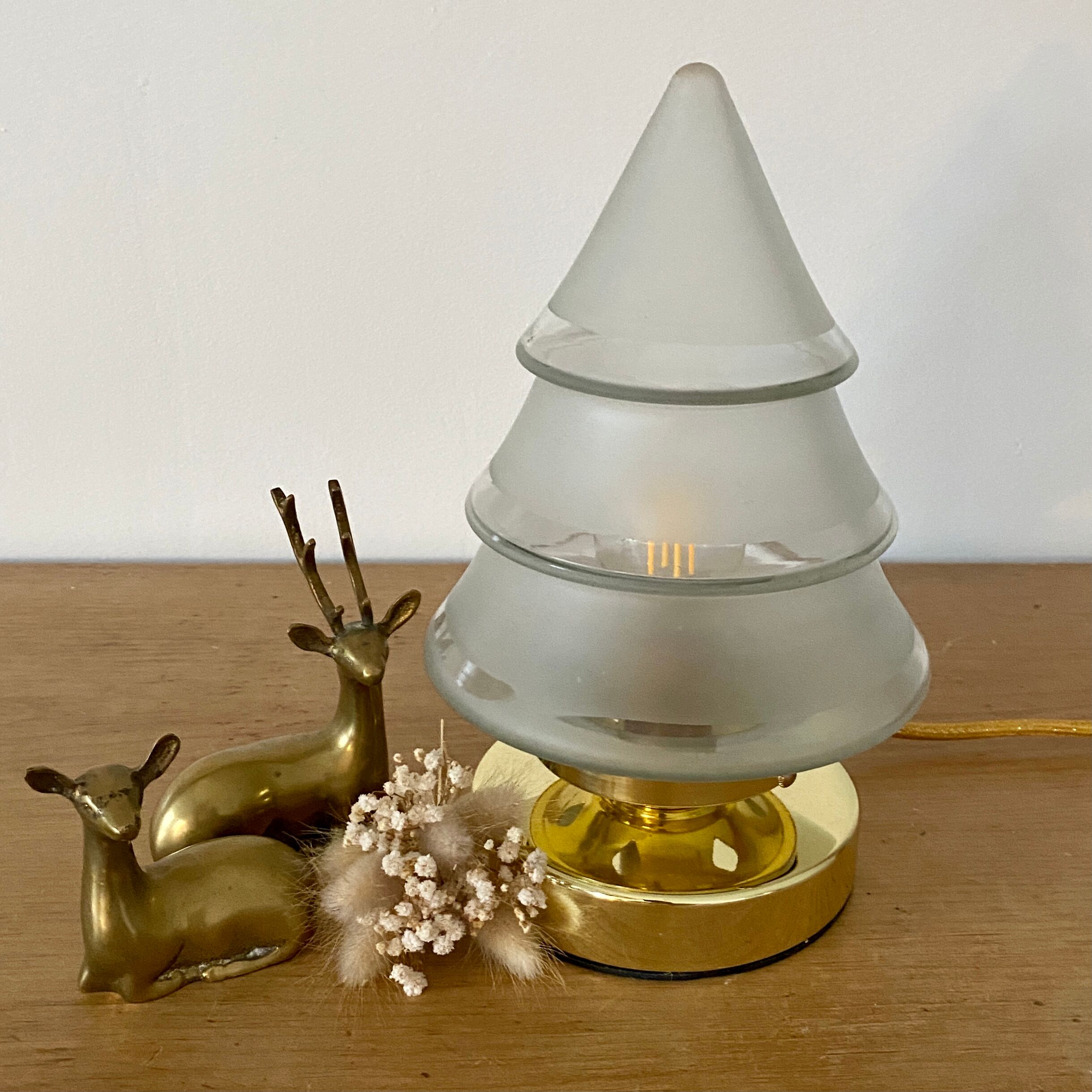 Vintage globe table lamp in frosted glass