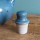 Blue glazed ceramic teapot signed