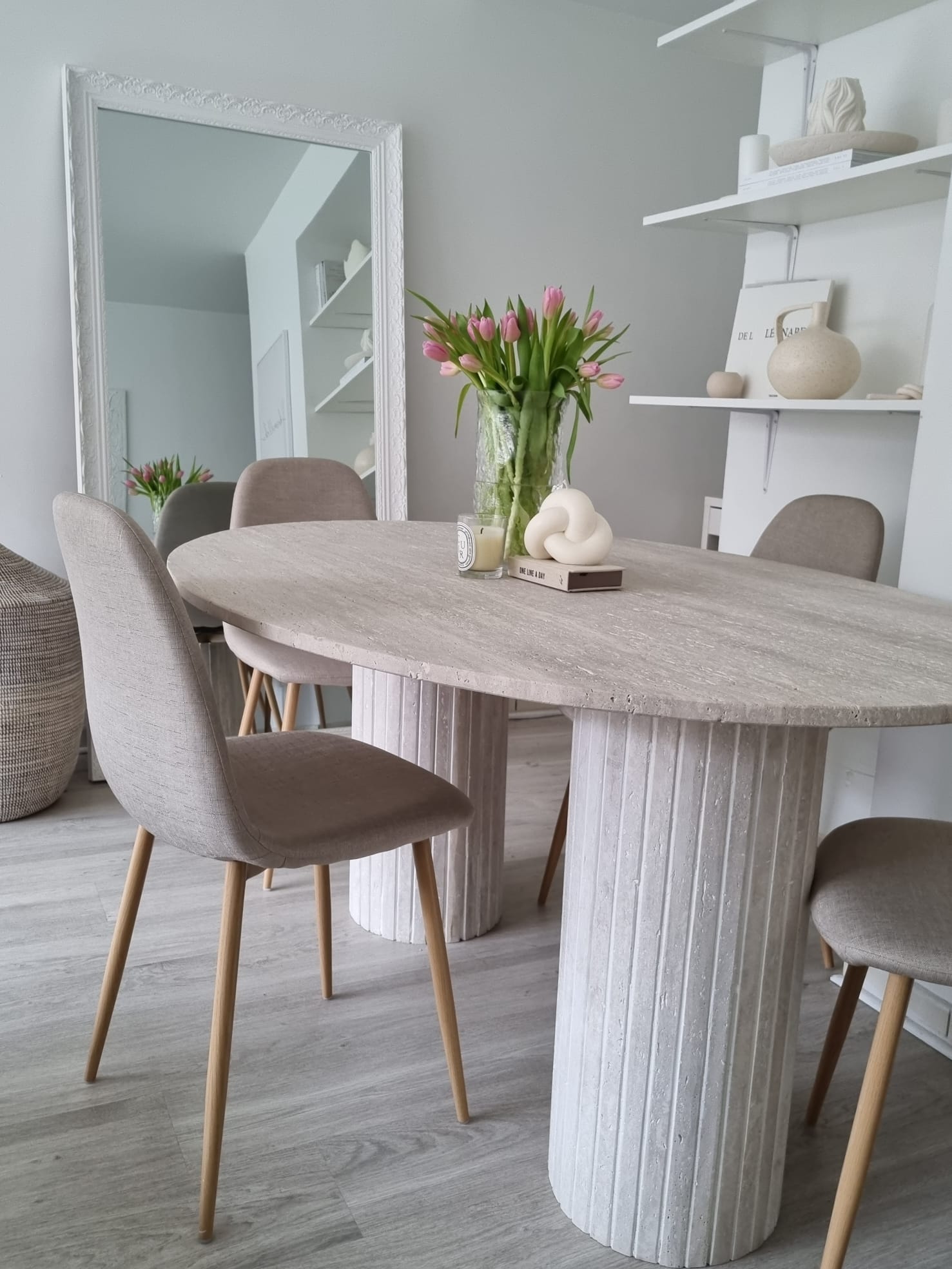 Natural travertine calypso oval dining table 240x100