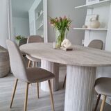 Natural travertine calypso oval dining table 240x100