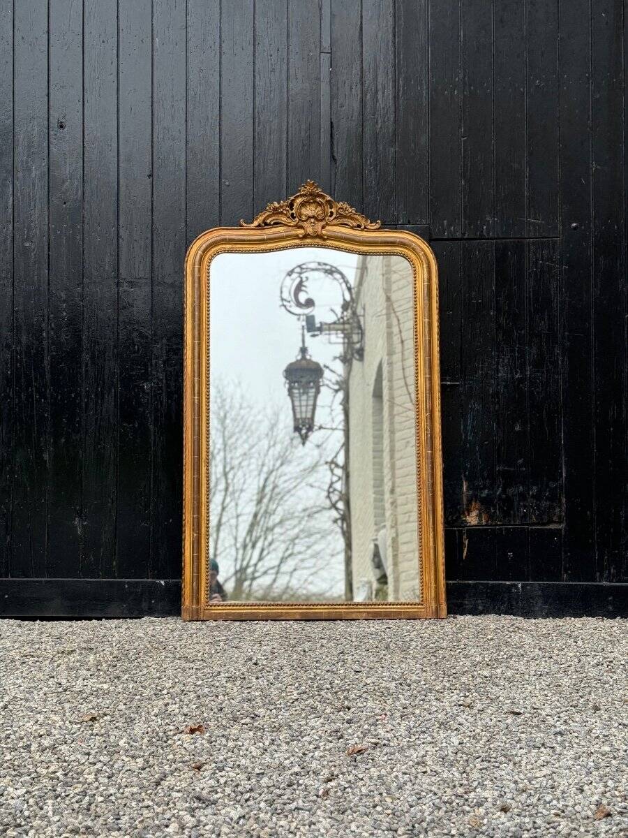 Louis XV style mirror in stuccoed and gilded wood, circa 1880